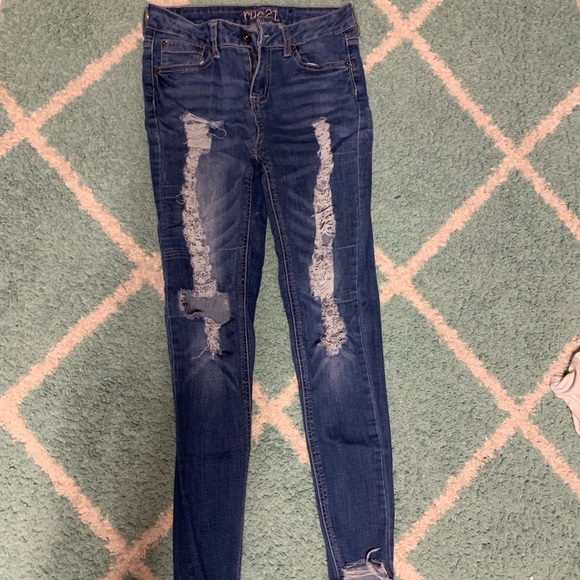 Jeans Dark Blue Jeans With Holes Poshmark